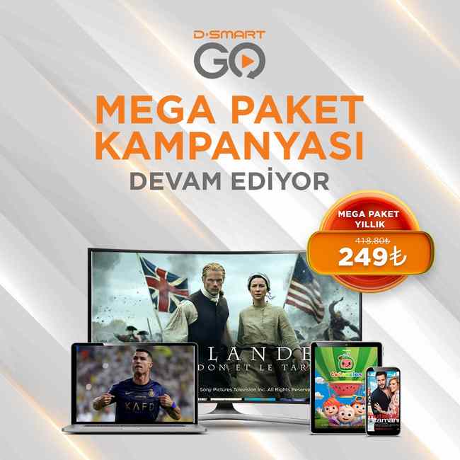 D-Smart GO, en sevilen film ve diziler, belgeseller, sömestire neşe katan çizgi filmler ve merakla beklenen spor karşılaşmaları için kaçırılmayacak bir fırsat sunuyor. Kampanya ile Mega Pakete yıllık 418,80 TL yerine 249 TL’ye sahip olunabiliyor.