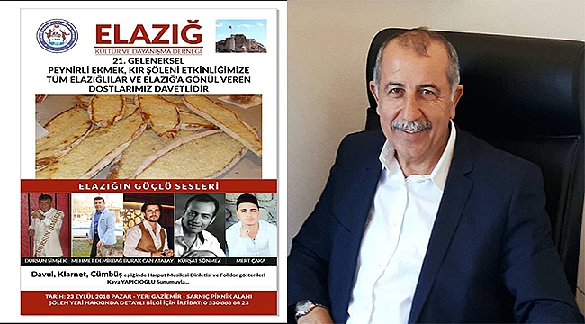 İzmir Elazığlılar Derneği'nden Peynirli-Ekmek Kır Şölenine Davet Var