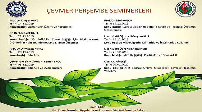 Ege'de "ÇEVMER Perşembe Seminerleri" başladı