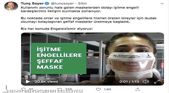 İzmir'de işitme engelliler için şeffaf maske üretiliyor 