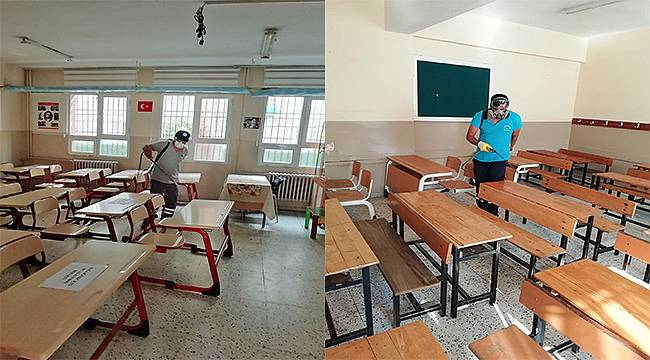 Karşıyaka'daki okullara dip bucak dezenfeksiyon 