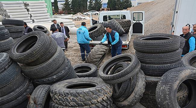 Manisa'da atık lastikler geri dönüşüme kazandırıldı