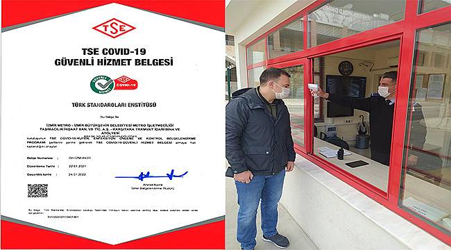TSE'den İzmir Metro ve Tramvay tesislerine COVID-19 Güvenli Hizmet Belgesi 
