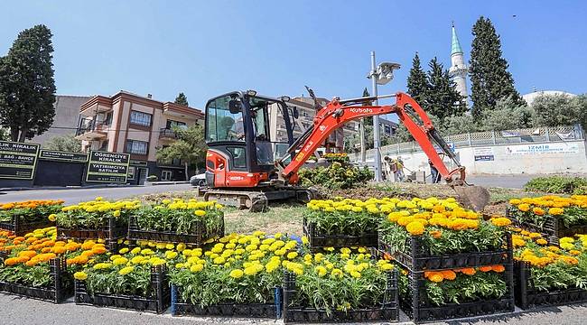 İzmir Buca'da cadde ve parklar çiçekleniyor