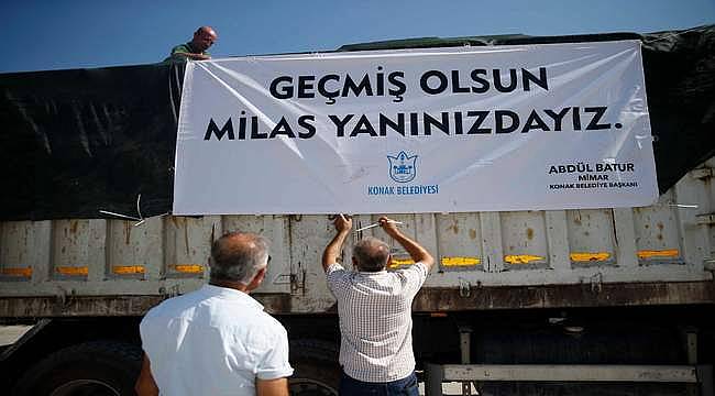 Konak'tan yangın bölgesine desteğe devam