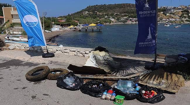 Karaburun'un Mimoza Koyu'nda kıyı ve deniz dibi temizliği yapıldı 