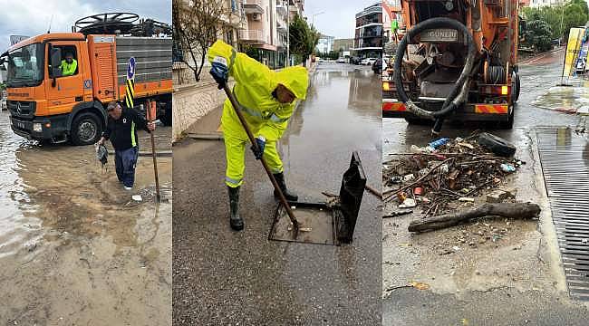 İzmir Büyükşehir Belediyesi ekipleri yağmur mesaisinde