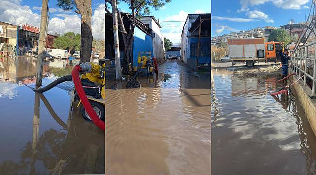 Dikili'de aşırı yağış, dere ve göleti taşırdı