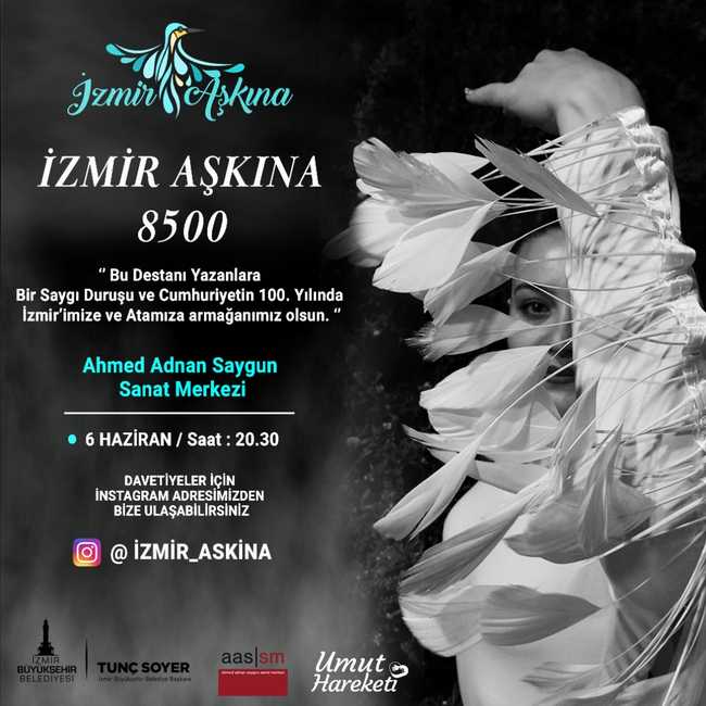 İzmir Aşkına Derneği gönüllüleri, iddialı yeni projeleri 8500 adlı müzikal ile "Homeros İzmirlidir" sloganıyla sahneye çıktı.